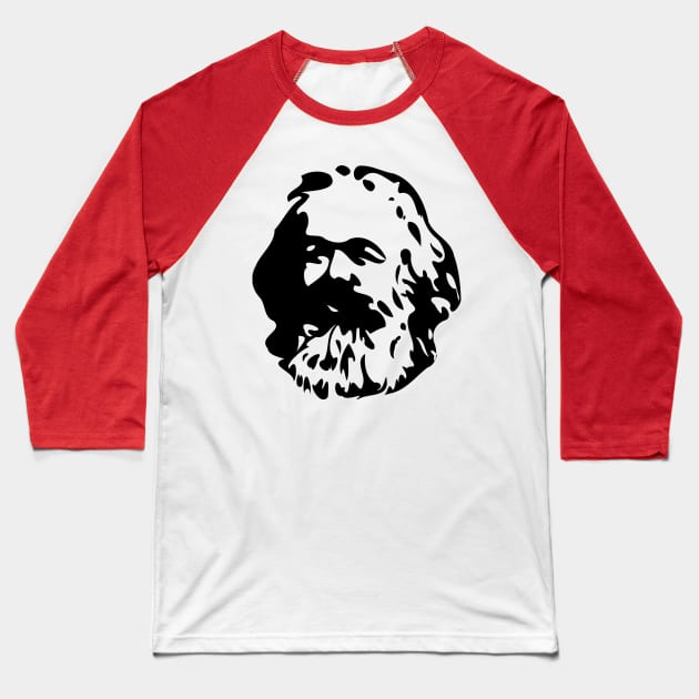 Karl Marx Silhouette Baseball T-Shirt by SpaceDogLaika